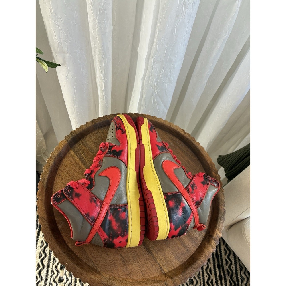 Men's 1985 Nike Red Acid Dunks‎ High Top Size 7 Red/Black /Gray /Yellow - Picture 8 of 11